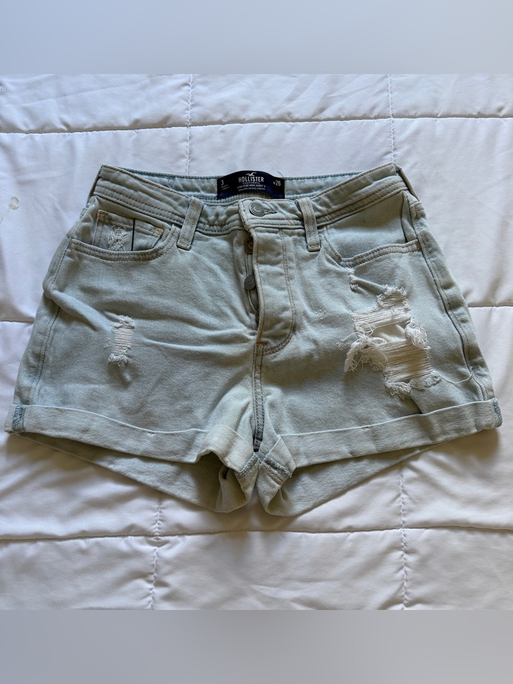 Hollister Light Wash Button-Up Denim Shorts
